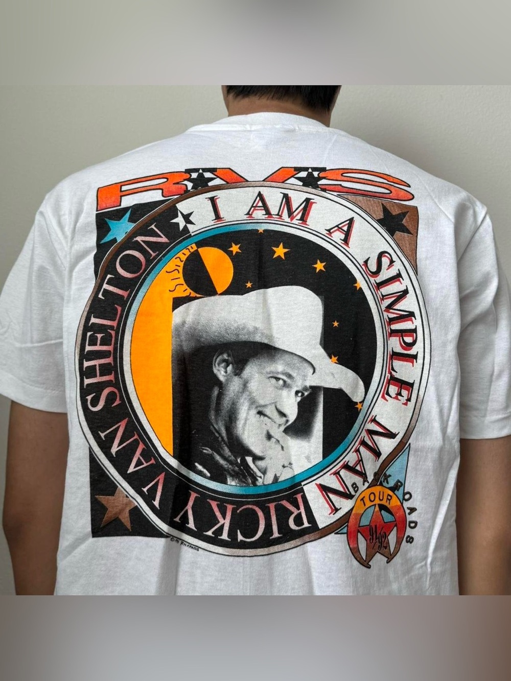 Vintage 1991 Ricky Van Shelton Graphics White Single Stitched Tee Shirt